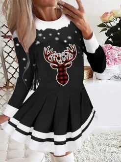 Women's Christmas Swing Dress Blue Red Black Long Sleeve Elk Snowflake Pleated Print Winter Fall Crew Neck Stylish Romantic Fall Dress Loose Fit 2022 S M L XL XXL / Winter Dress 15 Women's Christmas Swing Dress Blue Red Black Long Sleeve Elk Snowflake Pleated Print Winter Fall Crew Neck Stylish Romantic Fall Dress Loose Fit 2022 S M L XL XXL / Winter Dress -Fashion Life Shop douohs1665486649670 1