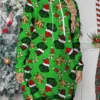 Women's Christmas Dress Hoodie Dress Mini Dress Warm Fashion Outdoor Christmas Holiday Hoodie Print Monster Christmas Hat Loose Fit Green S M L XL XXL