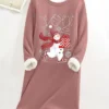 Women's Christmas Dress Sweatshirt Dress Mini Dress Warm Fashion Outdoor Christmas Vacation Crew Neck Print Letter Snowman Loose Fit Pink S M L XL XXL