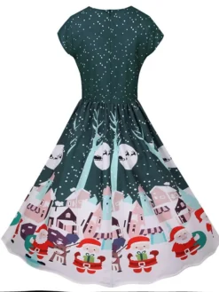 Women's Christmas Knee Length Dress Green Black Red Short Sleeve Print Print Fall Winter Round Neck Casual Vintage2021 S M L XL XXL 26 Women's Christmas Knee Length Dress Green Black Red Short Sleeve Print Print Fall Winter Round Neck Casual Vintage2021 S M L XL XXL -Fashion Life Shop dwbyov1629971725058