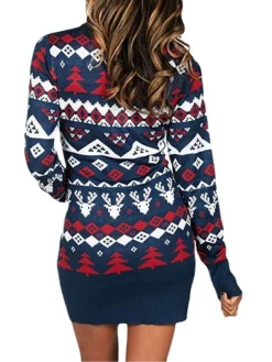 Women‘s Christmas Sweater Dress Jumper Dress Winter Dress Fashion Tree Deer Outdoor Christmas Daily Vacation Crew Neck Long Sleeve Patchwork 2023 Regular Fit Red Blue S M L 9 Women‘s Christmas Sweater Dress Jumper Dress Winter Dress Fashion Tree Deer Outdoor Christmas Daily Vacation Crew Neck Long Sleeve Patchwork 2023 Regular Fit Red Blue S M L -Fashion Life Shop dydqip1695030475826