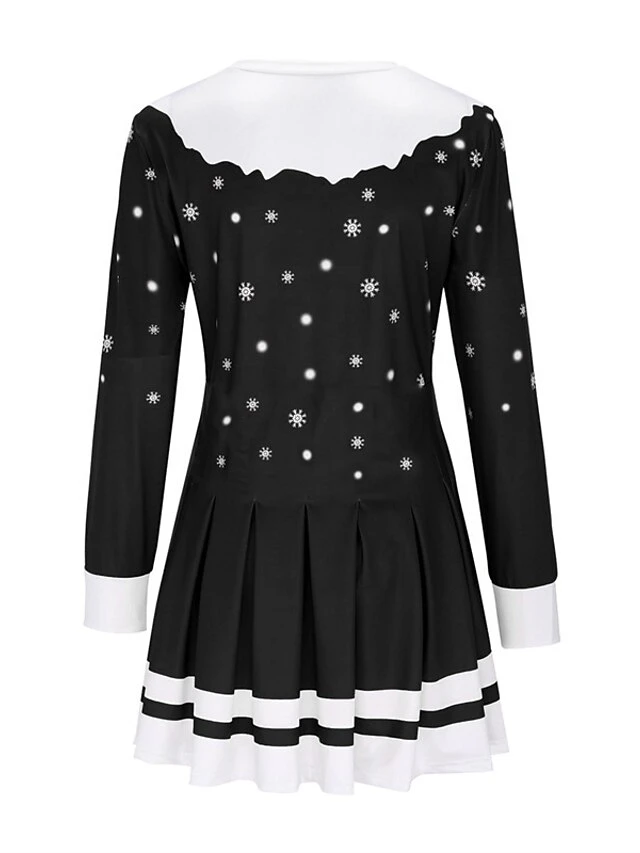 Women's Christmas Swing Dress Blue Red Black Long Sleeve Elk Snowflake Pleated Print Winter Fall Crew Neck Stylish Romantic Fall Dress Loose Fit 2022 S M L XL XXL / Winter Dress 12 Women's Christmas Swing Dress Blue Red Black Long Sleeve Elk Snowflake Pleated Print Winter Fall Crew Neck Stylish Romantic Fall Dress Loose Fit 2022 S M L XL XXL / Winter Dress - Image 12