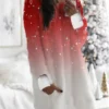 Women's Christmas Hoodie Dress Shift Dress Mini Dress Wine Light Red Fuchsia Red White Long Sleeve Plaid Elk Color Gradient Pocket Print Winter Fall Hooded Casual 2022 S M L XL XXL 3XL