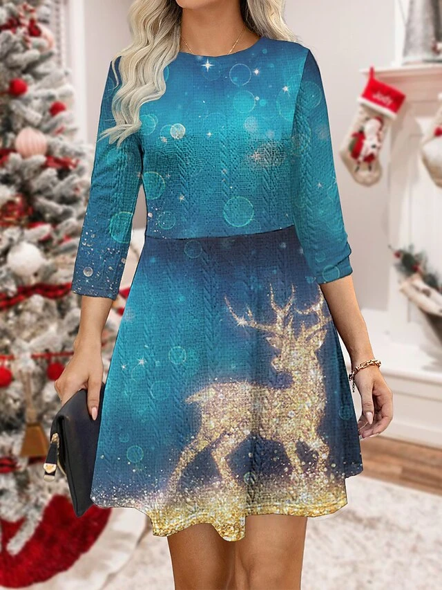 Women‘s Christmas Sweater Dress Jumper Dress Winter Dress Warm Plaid Santa Claus Snowman Outdoor Christmas Daily Holiday Crew Neck Long Sleeve 2023 Regular Fit Wine Blue Gray S M L XL 2 Women‘s Christmas Sweater Dress Jumper Dress Winter Dress Warm Plaid Santa Claus Snowman Outdoor Christmas Daily Holiday Crew Neck Long Sleeve 2023 Regular Fit Wine Blue Gray S M L XL - Image 2