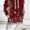 Women's Christmas Hoodie Dress Shift Dress Mini Dress Green Blue Purple Long Sleeve Snowflake Print Winter Fall Autumn Hooded Fashion Daily Date 2022 S M L XL XXL 3XL