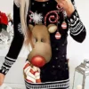 Women's Casual Dress Christmas Dress Winter Dress Santa Claus Snowflake Print Crew Neck Mini Dress Fashion Classic Outdoor Christmas Long Sleeve Loose Fit Black White Red Fall Winter S M L XL XXL