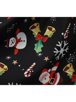 Women's Christmas Swing Dress Knee Length Dress Black SleevelessSnowman Candy Zipper Bow Print Fall Spring Round Neck VintageParty 2021 S M L XL XXL XXXL -Fashion Life Shop ehanah1632713782577