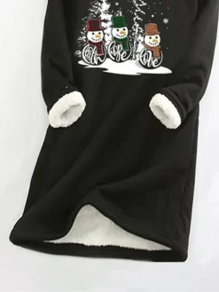 Women's Christmas Dress Sweatshirt Dress Mini Dress Warm Fashion Outdoor Christmas Holiday Crew Neck Print Snowman Christmas Tree Loose Fit Black S M L XL XXL -Fashion Life Shop ejoaib1697618720765