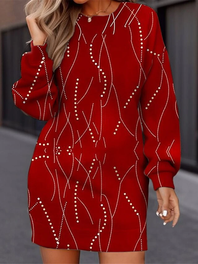 Women's Casual Dress Christmas Dress Sweatshirt Dress Ombre Print Crew Neck Mini Dress Fashion Streetwear Outdoor Christmas Long Sleeve Loose Fit Dark Red Fall Winter S M L XL XXL 1 Women's Casual Dress Christmas Dress Sweatshirt Dress Ombre Print Crew Neck Mini Dress Fashion Streetwear Outdoor Christmas Long Sleeve Loose Fit Dark Red Fall Winter S M L XL XXL