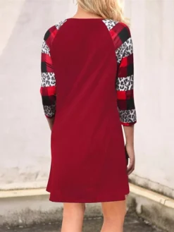 Women's Christmas Casual Dress T Shirt Dress Tee DressShort Mini Dress Wine Grey Black Long Sleeve Santa Claus Snowflake Pocket Print Fall Winter Crew Neck Casual Modern 2022 S M L XL 2XL 3XL 4XL -Fashion Life Shop epeptu1665658261311