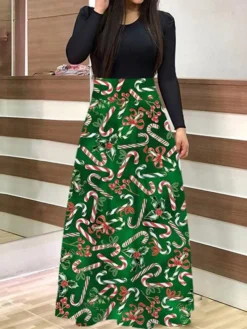 Women's Christmas Sheath DressMaxi Long Dress Green Light Red Dark Blue Red White Black Long Sleeve Floral Letter Bell Patchwork Print Fall Winter Round Neck Stylish Modern 2022 S M L XL 12 Women's Christmas Sheath DressMaxi Long Dress Green Light Red Dark Blue Red White Black Long Sleeve Floral Letter Bell Patchwork Print Fall Winter Round Neck Stylish Modern 2022 S M L XL -Fashion Life Shop epibcy1663150448611