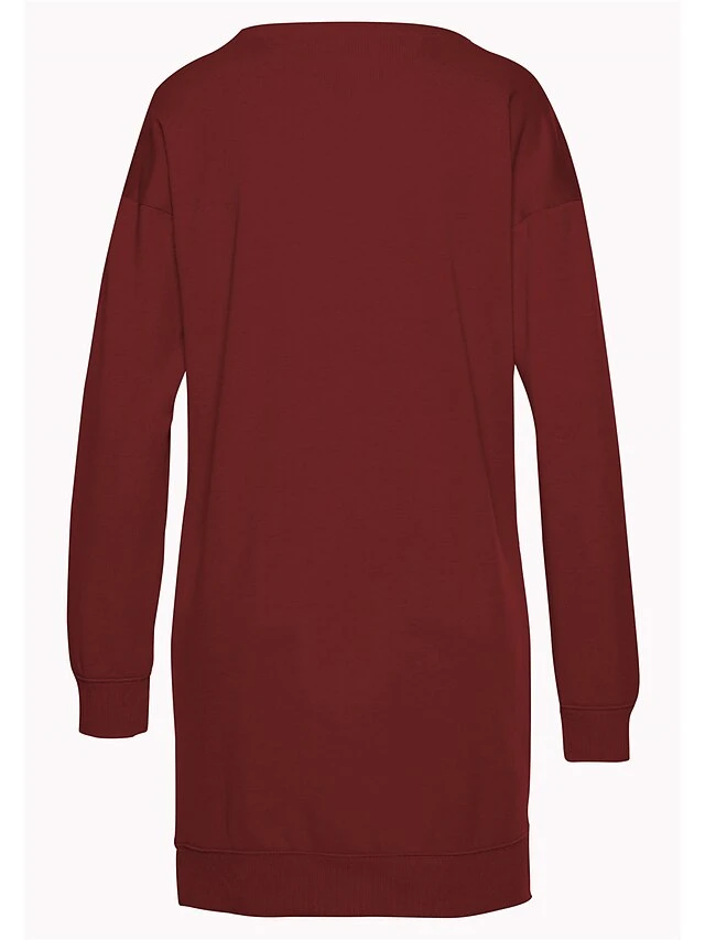 Women's Casual Dress Christmas Dress Sweatshirt Dress Santa Claus Ugly Christmas Pocket Print Crew Neck Mini Dress Fashion Streetwear Outdoor Christmas Long Sleeve Loose Fit Dark Red Red Burgundy 3 Women's Casual Dress Christmas Dress Sweatshirt Dress Santa Claus Ugly Christmas Pocket Print Crew Neck Mini Dress Fashion Streetwear Outdoor Christmas Long Sleeve Loose Fit Dark Red Red Burgundy - Image 3