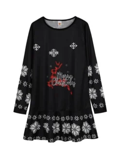 Women's Christmas Casual Dress Shift DressShort Mini Dress Black Blue Red Long Sleeve Animal Snowflake Print Fall Winter Crew Neck Fashion Casual Loose Fit 2022 S M L XL XXL 3XL -Fashion Life Shop eugoyu1662541158805