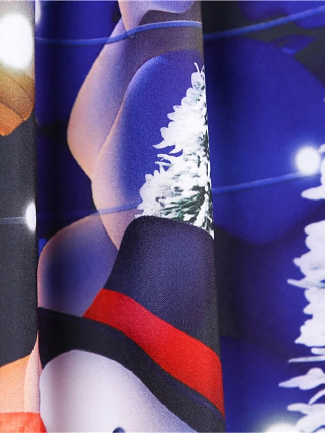 Women's Christmas Knee Length Dress Purple Black Red Navy Blue Light Blue Sleeveless Print Bow Print Fall Winter V Neck Casual Vintage2021 S M L XL XXL 6 Women's Christmas Knee Length Dress Purple Black Red Navy Blue Light Blue Sleeveless Print Bow Print Fall Winter V Neck Casual Vintage2021 S M L XL XXL - Image 6