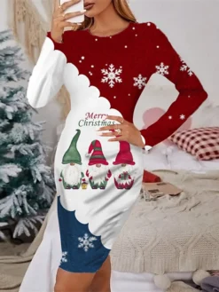 Women's Christmas Casual Dress Sheath Dress Mini Dress Green Wine Red Beige Black Long Sleeve Letter Santa Claus Elk Print Winter Fall Crew Neck Stylish Casual 2022 S M L XL 2XL 3XL 4XL 5XL 6XL -Fashion Life Shop ewzuos1666676347599