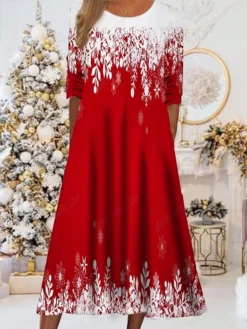 Women's Christmas Casual Dress Swing DressMidi Dress Blue Royal Blue Red Long Sleeve Santa Claus Snowflake Pocket Print Fall Winter Round Neck Vacation Casual 2022 S M L XL XXL 3XL 21 Women's Christmas Casual Dress Swing DressMidi Dress Blue Royal Blue Red Long Sleeve Santa Claus Snowflake Pocket Print Fall Winter Round Neck Vacation Casual 2022 S M L XL XXL 3XL -Fashion Life Shop faqlry1668664914959