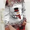 Women‘s Christmas Casual Dress Sweatshirt Dress Mini Dress Warm Fashion Outdoor Holiday Crew Neck Print Snowman Tree Loose Fit Black White Burgundy S M L XL XXL