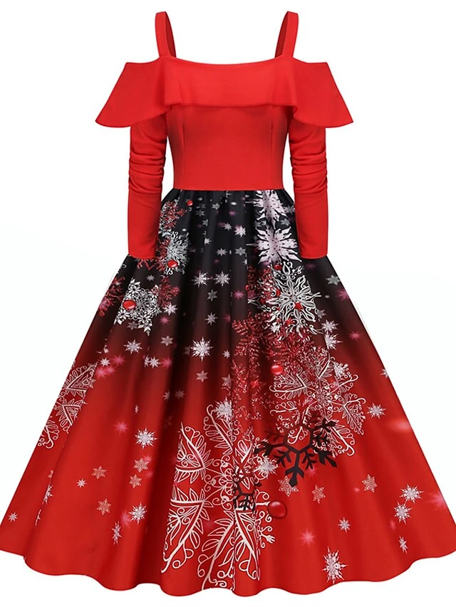Women's Christmas Swing Dress Slip Dress Vintage Dress Midi Dress Black Wine Light Red Long Sleeve Santa Claus Cold Shoulder Winter Fall Autumn Spaghetti Strap Modern Vacation 2022 S M L XL XXL 3XL 10 Women's Christmas Swing Dress Slip Dress Vintage Dress Midi Dress Black Wine Light Red Long Sleeve Santa Claus Cold Shoulder Winter Fall Autumn Spaghetti Strap Modern Vacation 2022 S M L XL XXL 3XL - Image 10
