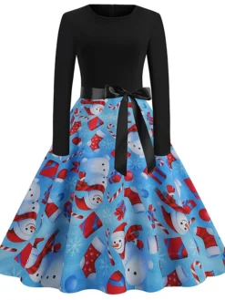 Women's Christmas Vintage Dress Green Black Light Red Red Light Blue Long Sleeve Print Print Winter Fall Crew Neck Vintage 2022 S M L XL 2XL 3XL 12 Women's Christmas Vintage Dress Green Black Light Red Red Light Blue Long Sleeve Print Print Winter Fall Crew Neck Vintage 2022 S M L XL 2XL 3XL -Fashion Life Shop fbxnpg1667467148391