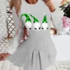 Women's Christmas Swing DressShort Mini Dress Green Dark Blue Red Gray Black Long Sleeve Letter Santa Claus Snowman Pleated Print Fall Winter Crew Neck Stylish Romantic 2022 S M L