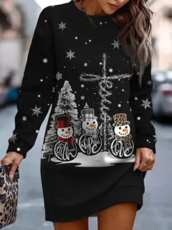 Women‘s Christmas Casual Dress Sweatshirt Dress Mini Dress Warm Fashion Outdoor Holiday Crew Neck Print Santa Claus Snowman Tree Loose Fit Black White Red S M L XL XXL 6 Women‘s Christmas Casual Dress Sweatshirt Dress Mini Dress Warm Fashion Outdoor Holiday Crew Neck Print Santa Claus Snowman Tree Loose Fit Black White Red S M L XL XXL -Fashion Life Shop fkstsr1694157449046