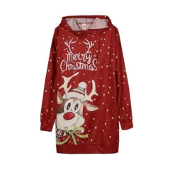 Women‘s Christmas Hoodie Dress Winter DressShort Mini Dress Red Black Long Sleeve Elk Tree Pocket Fall Winter Hooded Stylish Modern Loose Fit 2022 S M L XL XXL 3XL -Fashion Life Shop fleqes1663726322743