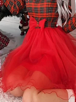 Women‘s Christmas Casual Dress Swing Dress Mini Dress Red Long Sleeve Plaid Mesh Winter Fall Autumn Crew Neck Modern Daily 2022 S M L XL 5 Women‘s Christmas Casual Dress Swing Dress Mini Dress Red Long Sleeve Plaid Mesh Winter Fall Autumn Crew Neck Modern Daily 2022 S M L XL -Fashion Life Shop fwrram1667542085744