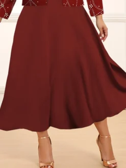 Women's Plus Size Curve Casual Dress Winter Dress Dress Set Floral Mini Dress Long Sleeve Crew Neck Fashion Christmas Wine Fall Winter L XL XXL 3XL 4XL -Fashion Life Shop fxlktg1697689377069