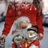 Women‘s Christmas Casual Dress Sweatshirt Dress Mini Dress Warm Fashion Outdoor Holiday Crew Neck Print Santa Claus Snowman Tree Loose Fit Black White Red S M L XL XXL