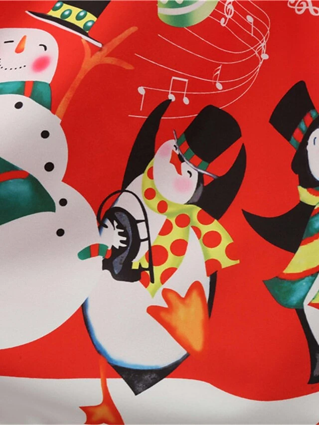 Women's Christmas Knee Length Dress Blue Purple Wine Gray Green Black Red Light Blue Long Sleeve Print Bow Print Fall Winter Round Neck Casual Vintage2021 S M L XL XXL 12 Women's Christmas Knee Length Dress Blue Purple Wine Gray Green Black Red Light Blue Long Sleeve Print Bow Print Fall Winter Round Neck Casual Vintage2021 S M L XL XXL - Image 12