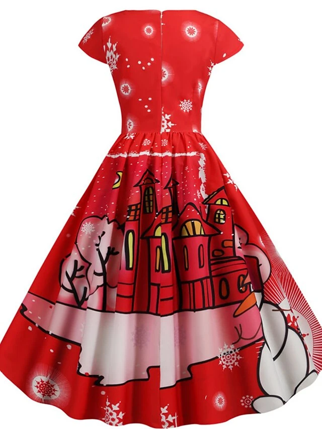 Women's Christmas Knee Length Dress Blue Dusty Blue Royal Blue Black Red Navy Blue Dark Blue Light Blue Short Sleeve Print Print Fall Winter V Neck Casual Vintage2021 S M L XL XXL 3XL 18 Women's Christmas Knee Length Dress Blue Dusty Blue Royal Blue Black Red Navy Blue Dark Blue Light Blue Short Sleeve Print Print Fall Winter V Neck Casual Vintage2021 S M L XL XXL 3XL - Image 18