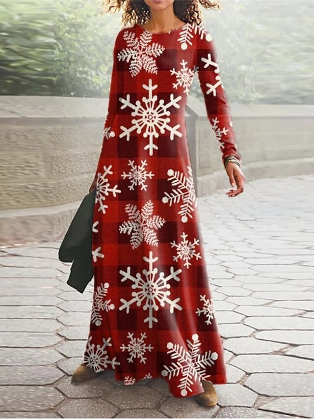 Women's Christmas Casual Dress Swing Dress Blue Wine White Long Sleeve Letter Elk Snowflake Pocket Print Winter Fall V Neck Vacation Casual Fall Dress 2022 S M L XL XXL 3XL / Winter Dress 1 Women's Christmas Casual Dress Swing Dress Blue Wine White Long Sleeve Letter Elk Snowflake Pocket Print Winter Fall V Neck Vacation Casual Fall Dress 2022 S M L XL XXL 3XL / Winter Dress