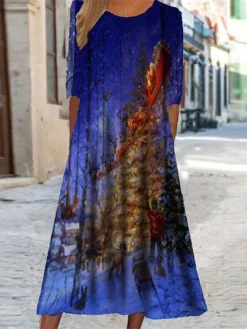 Women's Christmas Casual Dress Swing DressMidi Dress Royal Blue Navy Blue Light Blue Long Sleeve Elk Tree Pocket Print Fall Winter Round Neck Vacation Casual 2022 S M L XL XXL 3XL 7 Women's Christmas Casual Dress Swing DressMidi Dress Royal Blue Navy Blue Light Blue Long Sleeve Elk Tree Pocket Print Fall Winter Round Neck Vacation Casual 2022 S M L XL XXL 3XL -Fashion Life Shop gdxwqz1663755319729
