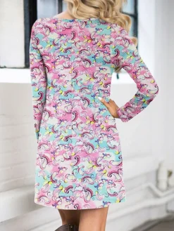 Women's Casual Dress Christmas Dress Sweatshirt Dress Butterfly Ugly Christmas Print Crew Neck Mini Dress Fashion Streetwear Christmas Street Long Sleeve Regular Fit Pink Red Fuchsia Fall Winter S M -Fashion Life Shop gedcjl1695888563059