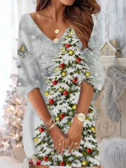 Women‘s Christmas Sweatshirt Dress Winter Dress Short Mini Dress Blue Black 3/4 Length Sleeve Santa Claus Snowman Snowflake Print Fall Winter V Neck Vacation Casual Loose Fit 2022 S M L XL XXL 3XL 31 Women‘s Christmas Sweatshirt Dress Winter Dress Short Mini Dress Blue Black 3/4 Length Sleeve Santa Claus Snowman Snowflake Print Fall Winter V Neck Vacation Casual Loose Fit 2022 S M L XL XXL 3XL -Fashion Life Shop gfberx1668664510401