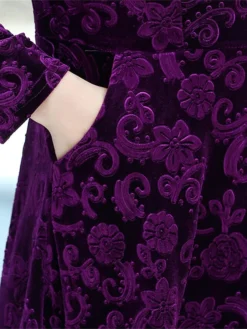 Women's Christmas Dress Casual Dress Velvet Dress Midi Dress Pocket Outdoor Christmas Street Fashion Elegant V Neck Long Sleeve 2023 Loose Fit Black Wine Blue Color XL XXL 3XL 4XL 5XL Size -Fashion Life Shop ginrqr1695207041110