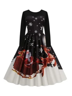 Women‘s Christmas Retro Elegant Vintage Dress Midi Dress Party Ruched Patchwork Santa Claus Crew Neck Long Sleeve Regular Fit Fall Winter 2023 Black Red S M L XL 24 Women‘s Christmas Retro Elegant Vintage Dress Midi Dress Party Ruched Patchwork Santa Claus Crew Neck Long Sleeve Regular Fit Fall Winter 2023 Black Red S M L XL -Fashion Life Shop gjcjpz1694426164955