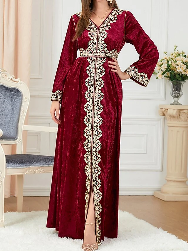 Women's Casual Dress Velvet Dress Swing Dress Long Dress Maxi Dress Lace Embroidered Outdoor Christmas Daily Fashion Elegant V Neck Long Sleeve 2023 Loose Fit Wine Color M L XL XXL Size 1 Women's Casual Dress Velvet Dress Swing Dress Long Dress Maxi Dress Lace Embroidered Outdoor Christmas Daily Fashion Elegant V Neck Long Sleeve 2023 Loose Fit Wine Color M L XL XXL Size