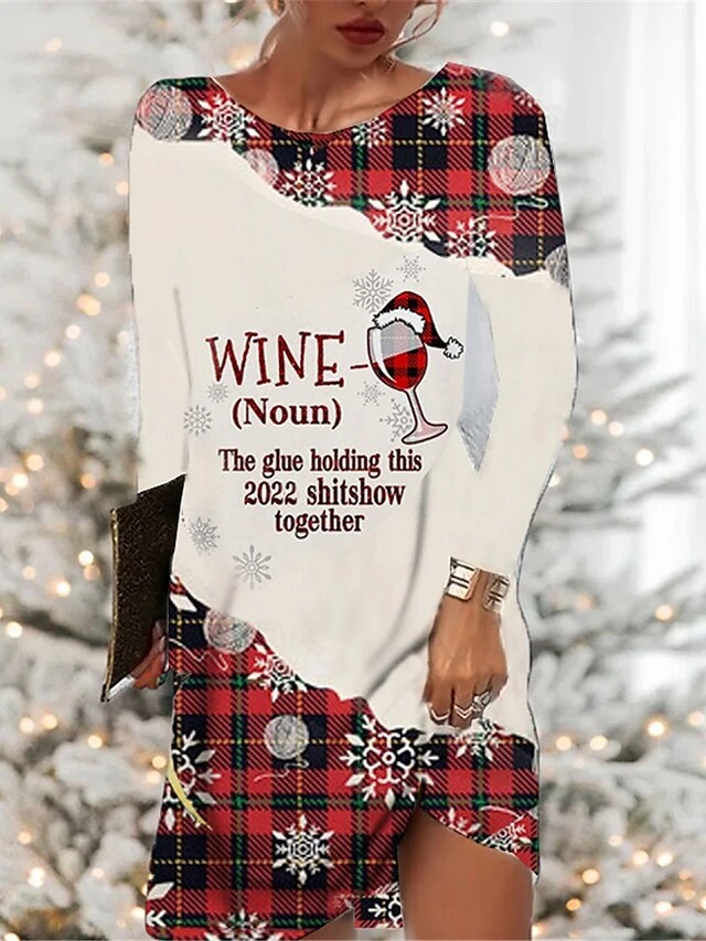 Women's Christmas Casual Dress Shift Dress Midi Dress Black Wine Red 3/4 Length Sleeve Plaid Ruched Winter Fall Autumn Fashion Christmas Daily 2022 S M L XL XXL 3XL 1 Women's Christmas Casual Dress Shift Dress Midi Dress Black Wine Red 3/4 Length Sleeve Plaid Ruched Winter Fall Autumn Fashion Christmas Daily 2022 S M L XL XXL 3XL