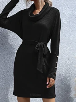 Women‘s Christmas Sweater Dress Jumper Dress Winter Dress Fashion Party Outdoor Christmas Street Crew Neck Long Sleeve Lace Up Ruched 2023 Loose Fit Black Wine S M L XL 14 Women‘s Christmas Sweater Dress Jumper Dress Winter Dress Fashion Party Outdoor Christmas Street Crew Neck Long Sleeve Lace Up Ruched 2023 Loose Fit Black Wine S M L XL -Fashion Life Shop gkeaxm1695120158342