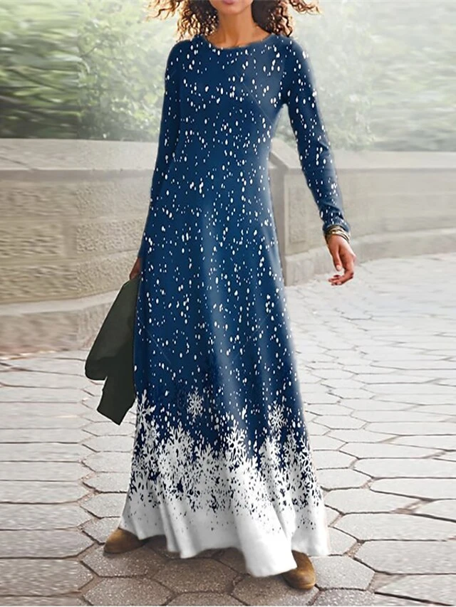 Women's Christmas Casual Dress Swing Dress Blue Wine White Long Sleeve Letter Elk Snowflake Pocket Print Winter Fall V Neck Vacation Casual Fall Dress 2022 S M L XL XXL 3XL / Winter Dress 2 Women's Christmas Casual Dress Swing Dress Blue Wine White Long Sleeve Letter Elk Snowflake Pocket Print Winter Fall V Neck Vacation Casual Fall Dress 2022 S M L XL XXL 3XL / Winter Dress - Image 2