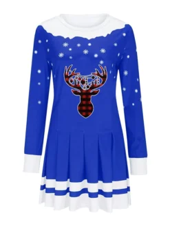 Women's Christmas Swing Dress Blue Red Black Long Sleeve Elk Snowflake Pleated Print Winter Fall Crew Neck Stylish Romantic Fall Dress Loose Fit 2022 S M L XL XXL / Winter Dress 19 Women's Christmas Swing Dress Blue Red Black Long Sleeve Elk Snowflake Pleated Print Winter Fall Crew Neck Stylish Romantic Fall Dress Loose Fit 2022 S M L XL XXL / Winter Dress -Fashion Life Shop gmeefo1665746217638