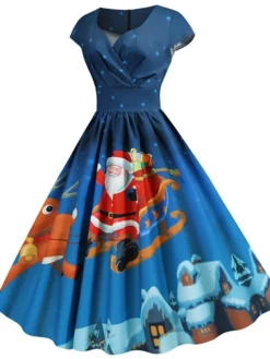 Women's Christmas Knee Length Dress Blue Dusty Blue Royal Blue Black Red Navy Blue Dark Blue Light Blue Short Sleeve Print Print Fall Winter V Neck Casual Vintage2021 S M L XL XXL 3XL 39 Women's Christmas Knee Length Dress Blue Dusty Blue Royal Blue Black Red Navy Blue Dark Blue Light Blue Short Sleeve Print Print Fall Winter V Neck Casual Vintage2021 S M L XL XXL 3XL -Fashion Life Shop gorapk1629970328151