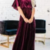 Women's Christmas Dress Casual Dress Velvet Dress Long Dress Maxi Dress Ruched Split Outdoor Christmas Daily Fashion Elegant Crew Neck Half Sleeve 2023 Loose Fit Black Wine Gold Color S M L XL Size