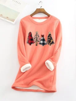 Women‘s Plus Size Christmas Casual Dress Tree Crew Neck Long Sleeve Winter Fall Casual Mini Dress Daily Dress / Hoodie Dress -Fashion Life Shop gpjiyl1666777592309