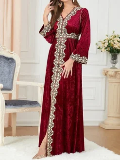 Women's Casual Dress Velvet Dress Swing Dress Long Dress Maxi Dress Lace Embroidered Outdoor Christmas Daily Fashion Elegant V Neck Long Sleeve 2023 Loose Fit Wine Color M L XL XXL Size 14 Women's Casual Dress Velvet Dress Swing Dress Long Dress Maxi Dress Lace Embroidered Outdoor Christmas Daily Fashion Elegant V Neck Long Sleeve 2023 Loose Fit Wine Color M L XL XXL Size -Fashion Life Shop gptzqo1695206516874
