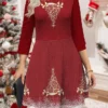 Women‘s Christmas Sweater Dress Jumper Dress Winter Dress Warm Christmas Tree Outdoor Christmas Daily Holiday Crew Neck Long Sleeve 2023 Regular Fit Wine Blue Green S M L XL XXL 3XL
