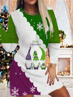 Women's Christmas Sheath Dress Knit Dress Mini Dress Blue Pink Wine Dark Green Gray Long Sleeve Santa Claus Snowflake Knit Print Winter Fall Crew Neck Fashion Party 2022 S M L XL 2XL 3XL 4XL 5XL 6XL 8 Women's Christmas Sheath Dress Knit Dress Mini Dress Blue Pink Wine Dark Green Gray Long Sleeve Santa Claus Snowflake Knit Print Winter Fall Crew Neck Fashion Party 2022 S M L XL 2XL 3XL 4XL 5XL 6XL -Fashion Life Shop gwcugk1666692194349