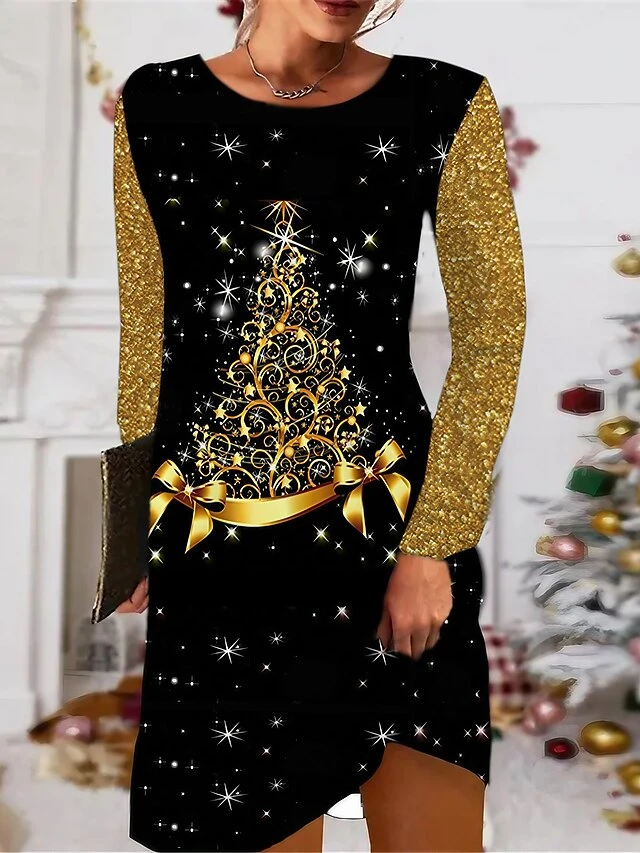 Women's Christmas Casual Dress T Shirt Dress Tee Dress Shift Dress Mini Dress Green Blue Purple Long Sleeve Tree Pocket Winter Fall Autumn Crew Neck Fashion Daily 2022 S M L XL XXL 3XL 1 Women's Christmas Casual Dress T Shirt Dress Tee Dress Shift Dress Mini Dress Green Blue Purple Long Sleeve Tree Pocket Winter Fall Autumn Crew Neck Fashion Daily 2022 S M L XL XXL 3XL