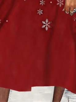 Women's Casual Dress Swing Dress Midi Dress Wine Long Sleeve Snowman Pocket Winter Fall Spring Crew Neck Fashion Christmas Daily Weekend 2022 S M L XL XXL 3XL -Fashion Life Shop gzhegc1668478409471